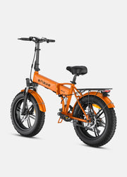 Orange electric bike with brand name on a white background