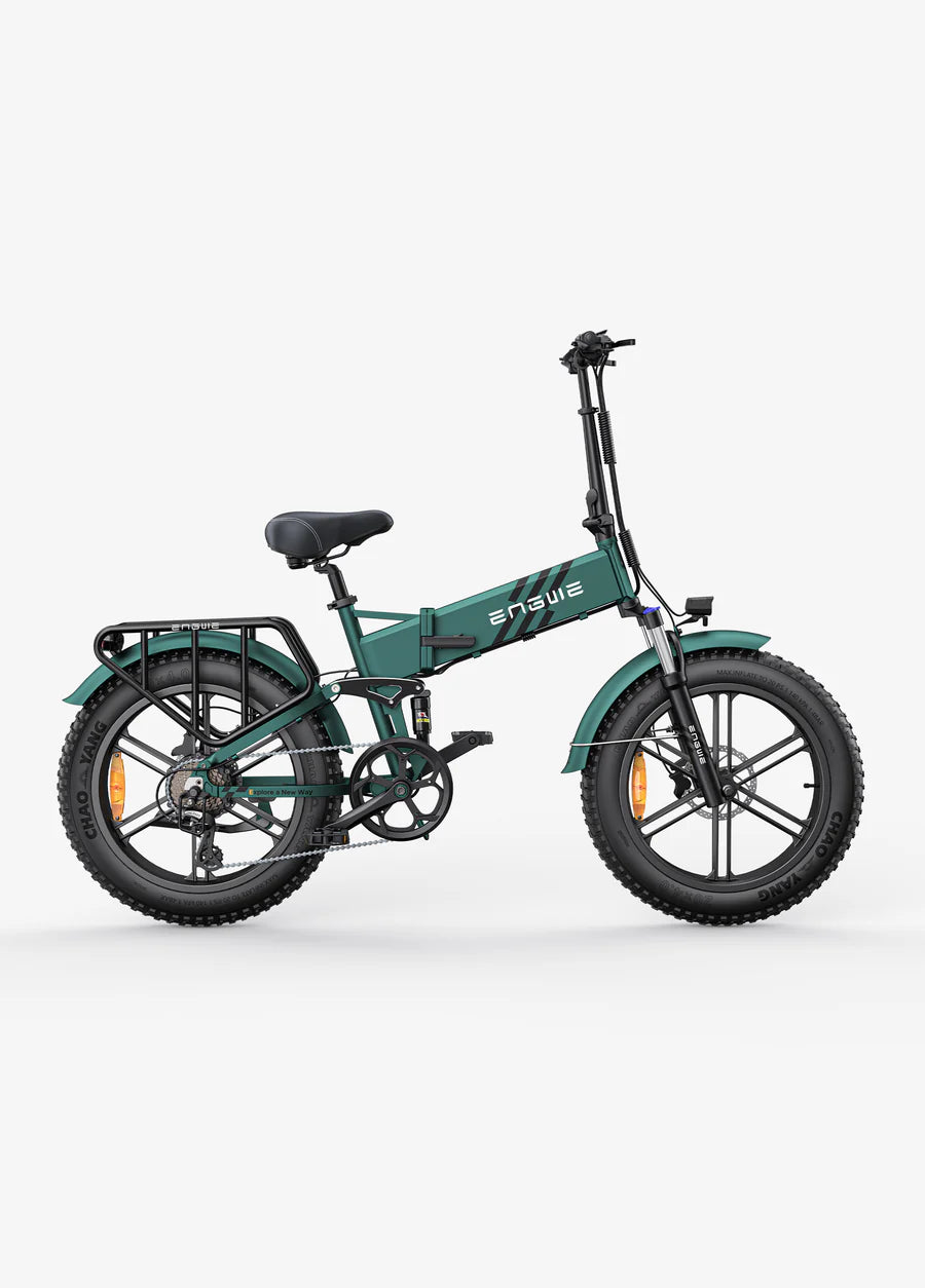Green electric bike on a white background