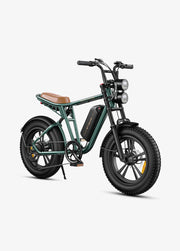 Green electric fat bike on a white background