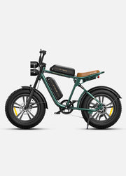 Green electric bike on a white background